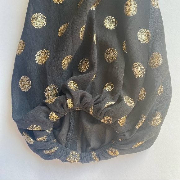 SHOW ME YOUR MUMU Long Sleeve Black Top Gold Polka Dot Bishop Sleeves Size M - Picture 11 of 16